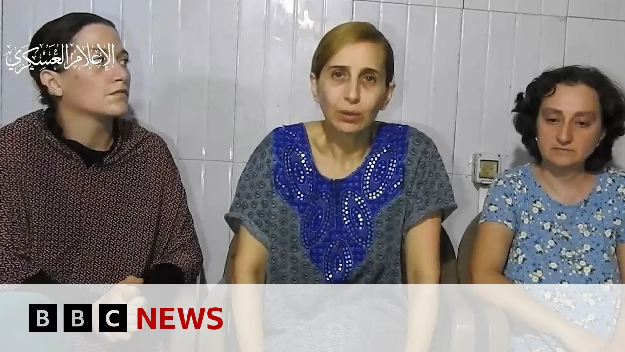 Hamas releases video showing three women held hostage in Gaza - BBC News